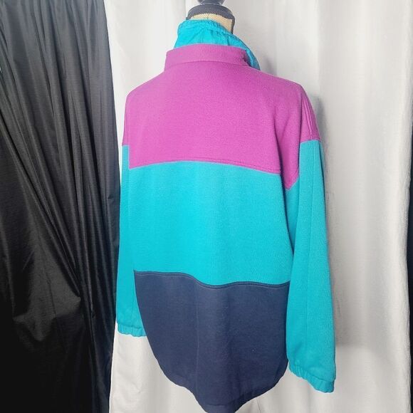 Vintage 90s Color Block Reversible Sweatshirt Windbreaker Jacket - Picture 4 of 13